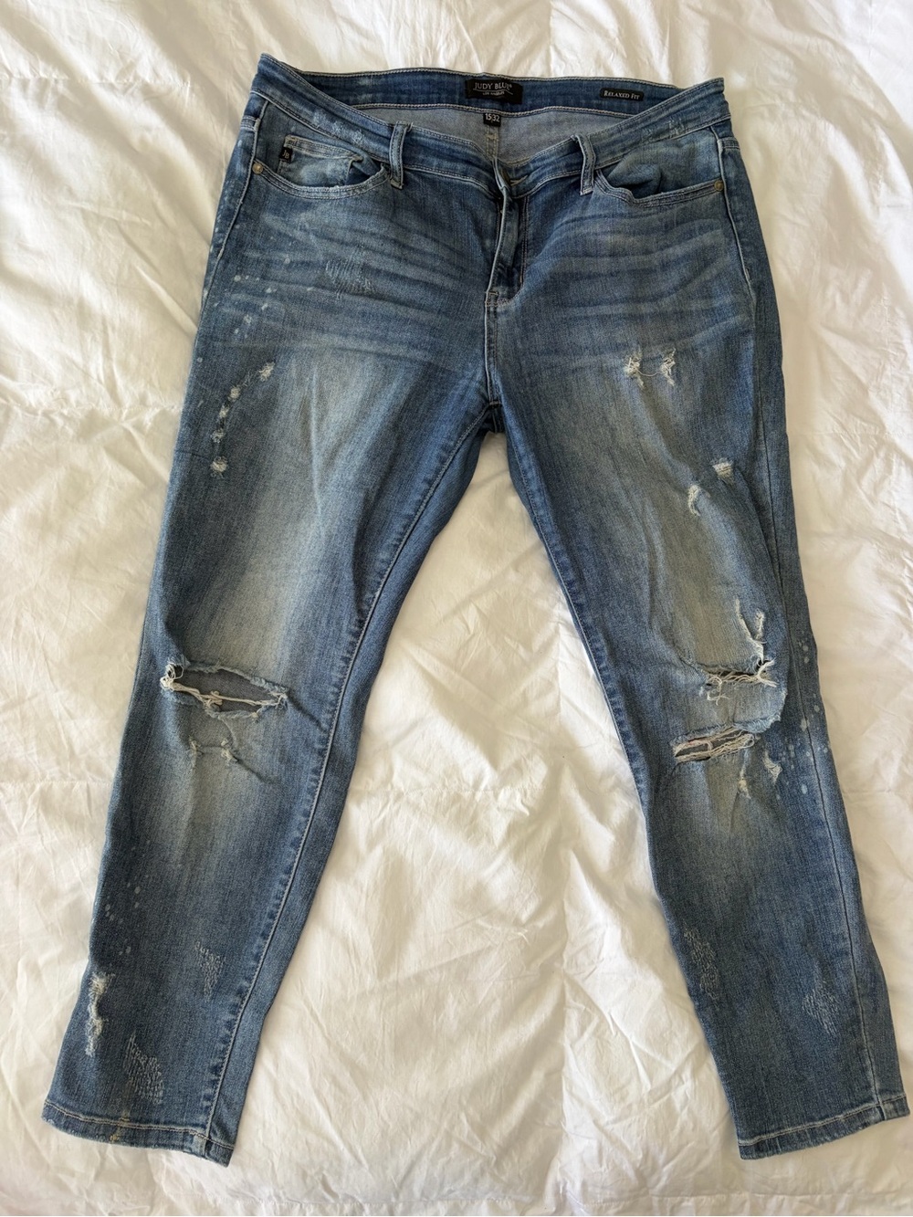 Judy Blue Distressed Medium Blue Skinny Jeans